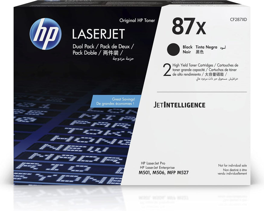 HP 87X (CF287XD) Black Original LaserJet Toner Cartridge, High Yield , 2/Pack – Compatible Printer Supply – Get Toner Canada