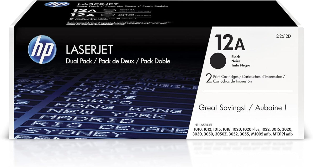 HP 12A (Q2612D) Dual Pack Black Original LaserJet Toner Cartridge