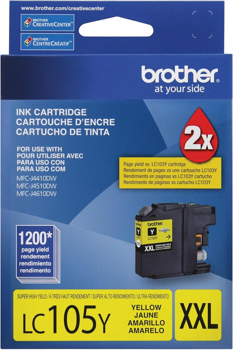 Brother LC105 Yellow Ink Cartridge, Super High Yield (LC105YS)