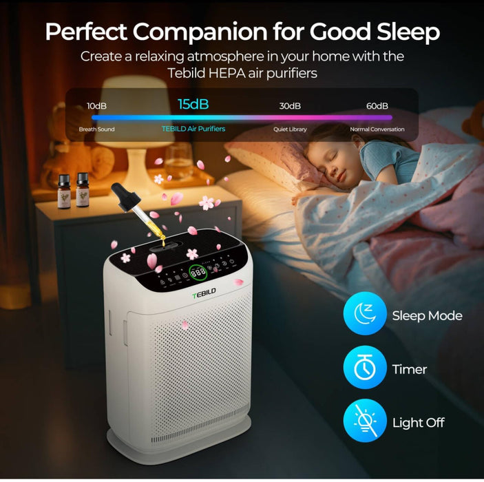 TEBILD 3,000 Sq Ft. Air Purifier  -  Built in PM2.5 Air Monitor