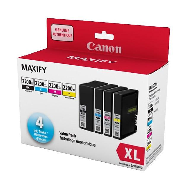 Canon PGI-2200XL Original Ink Cartridge Combo High Yield BK/C/M/Y