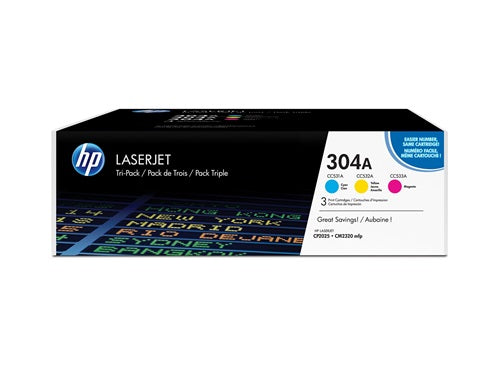 HP 304A Cyan, Yellow, Magenta Tri-Pack Laserjet Toner Cartridge 3 Pack β Compatible Printer Supply β Get Toner Canada