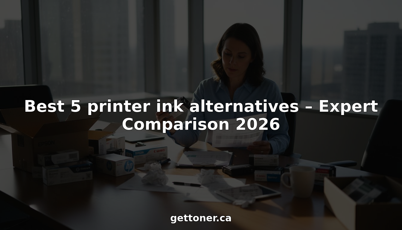 Office worker comparing printer ink alternatives