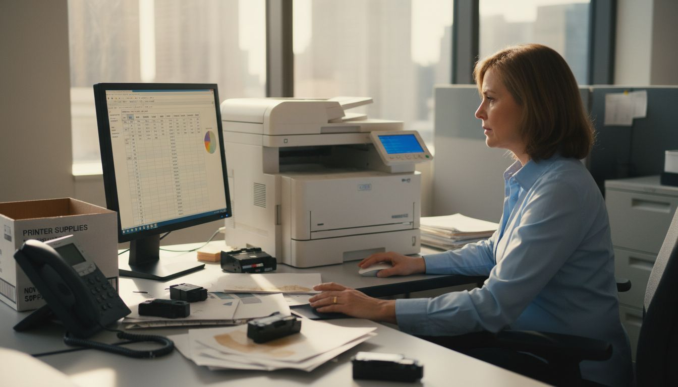 Office manager reviews printer ink usage