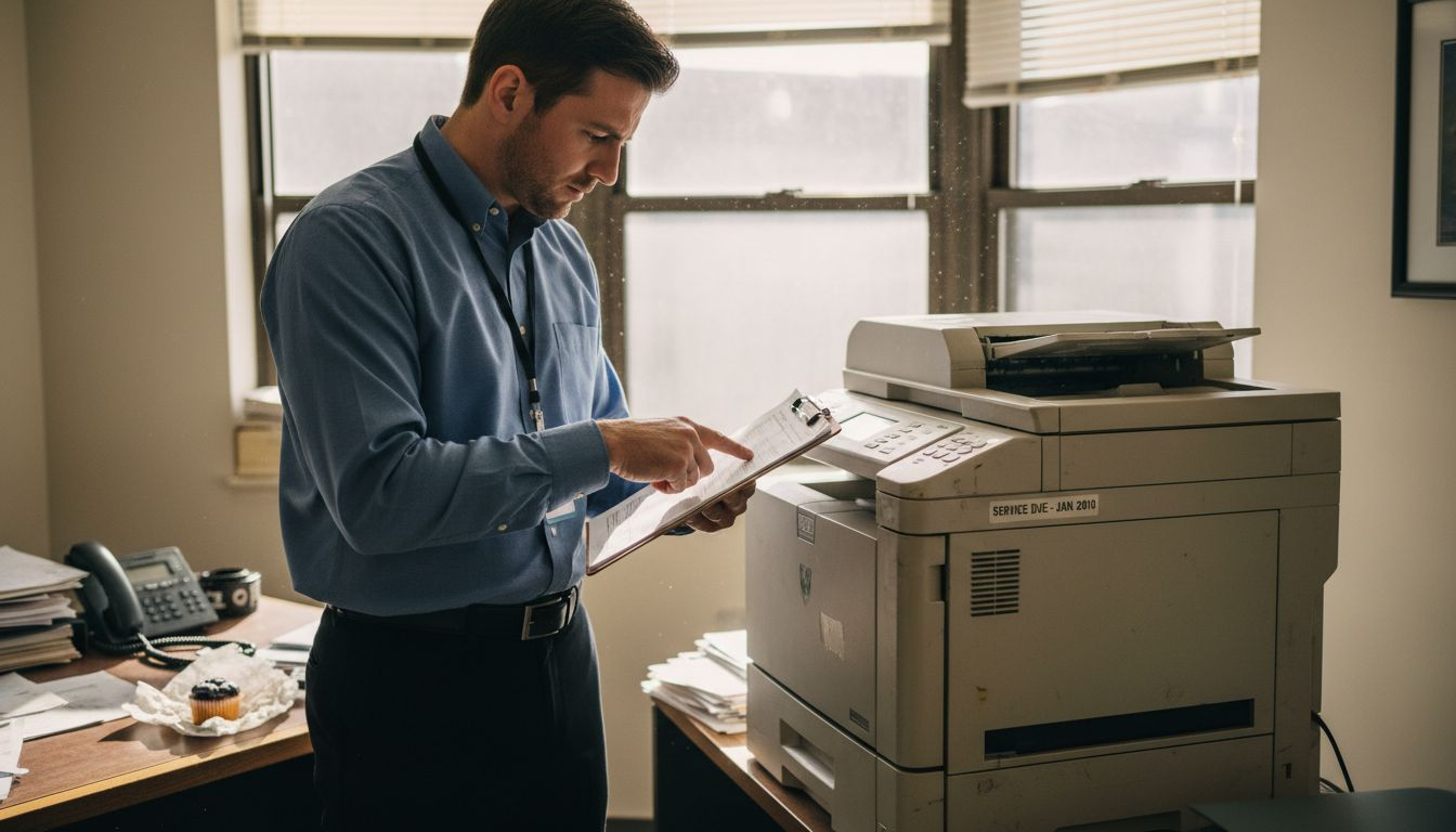 IT manager assessing old office printer
