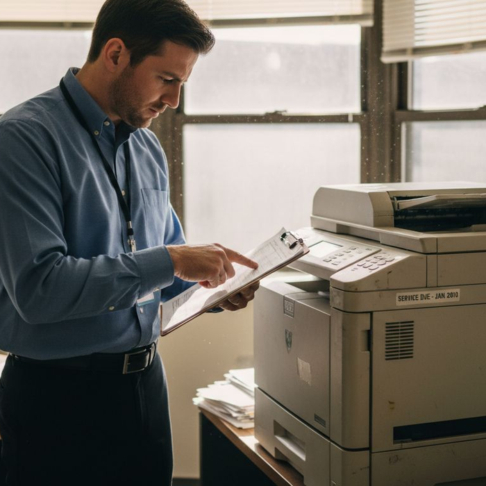 IT manager assessing old office printer