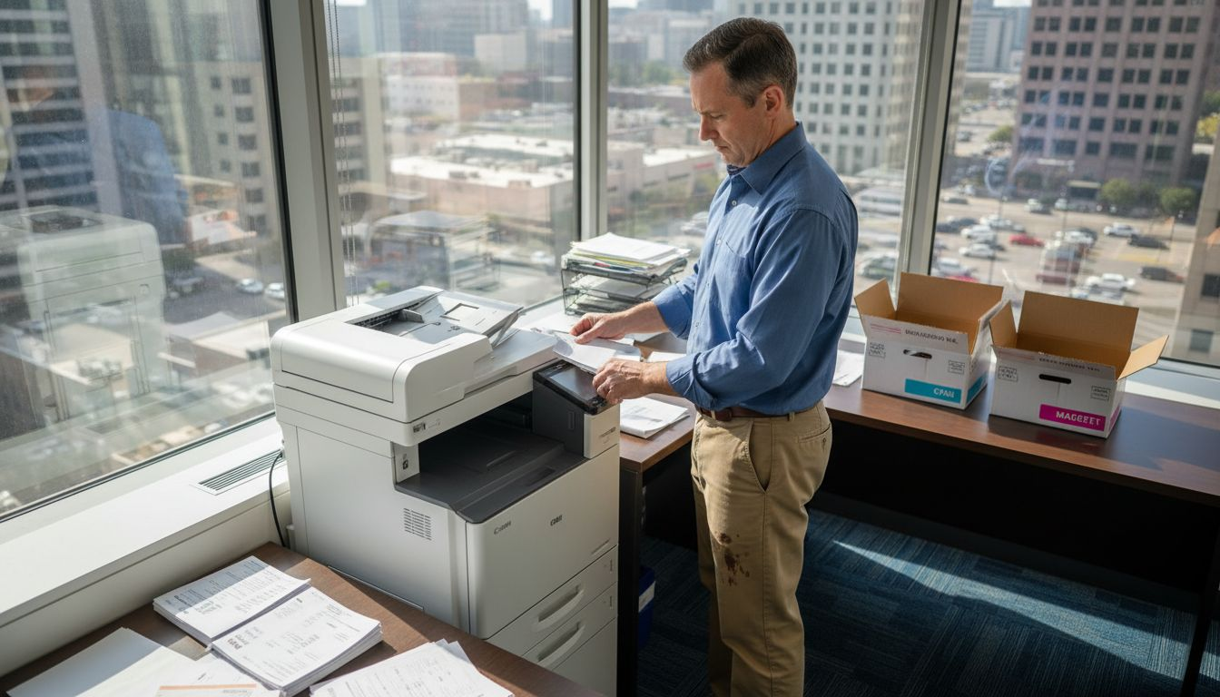 Manager using printer in small office