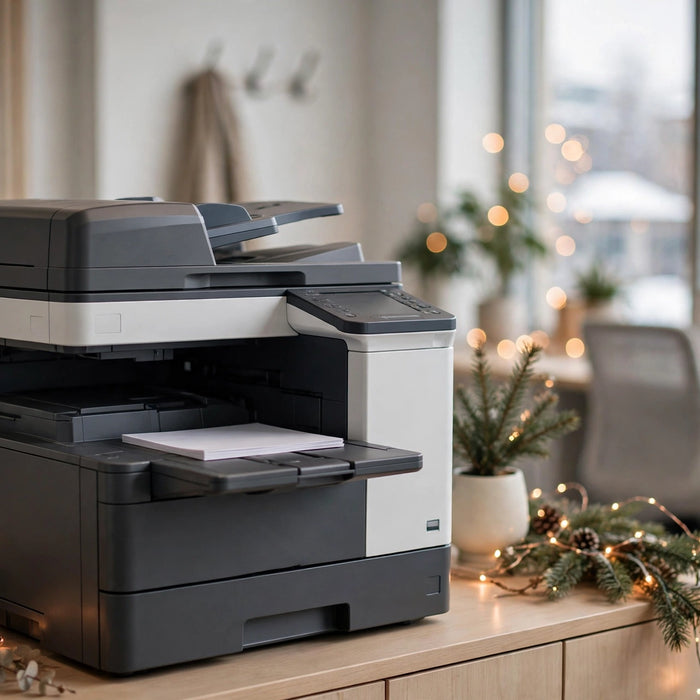 Xerox multifunction printer in a bright office at year end