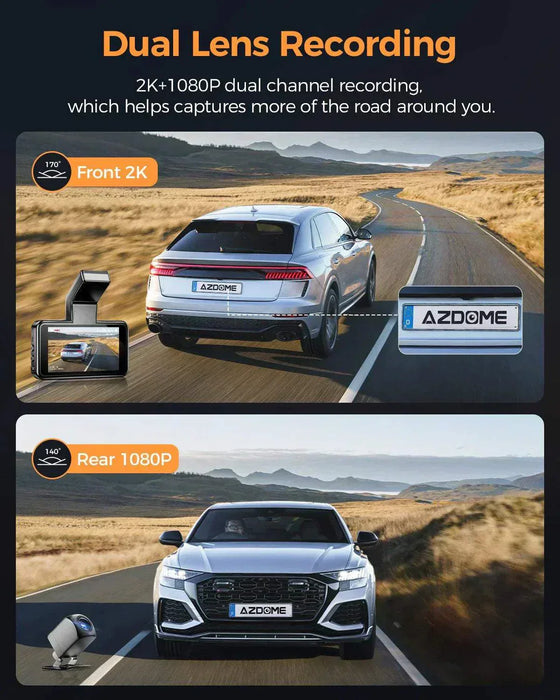 AZDOME M17 Pro dual dash cam Time Lapse Front and Rear 1080p Dual Lens Car Dashboard Camera App Control Car Camera