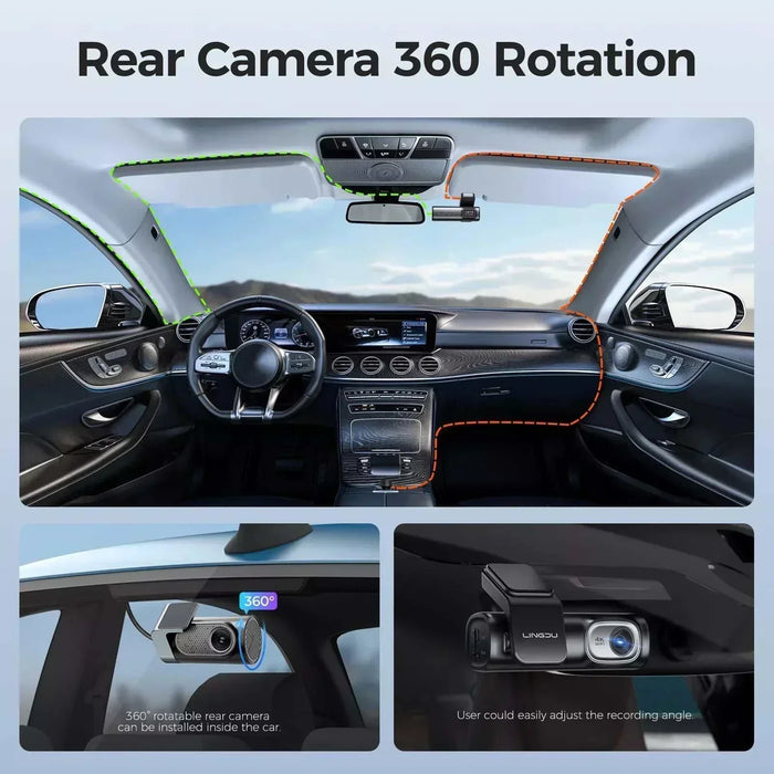 Lingdu D600 4K Front and Rear Dash Cam - 5.8GHz WiFi GPS 64GB SD Card