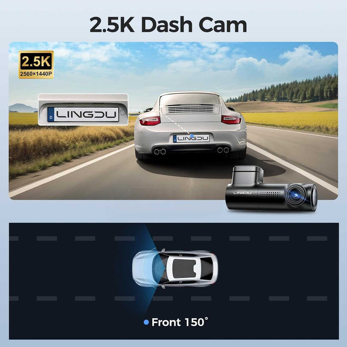 Lingdu D100 2.5K Front Dash Cam - Built-in WiFi GPS Night Vision