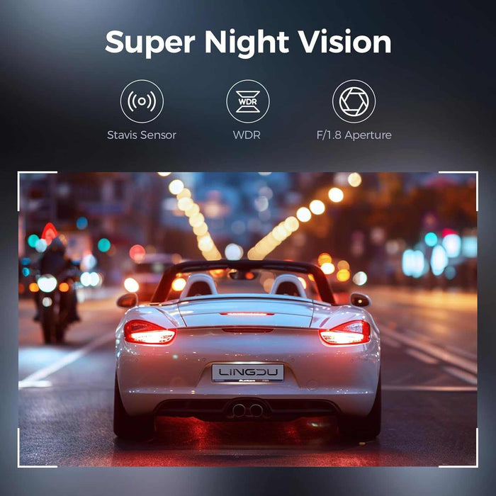 Lingdu LD06 5K Front and Rear Dash Cam - Dual Lens WiFi GPS Parking Mode