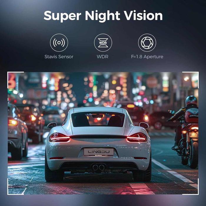 Lingdu D100 2.5K Front Dash Cam - Built-in WiFi GPS Night Vision