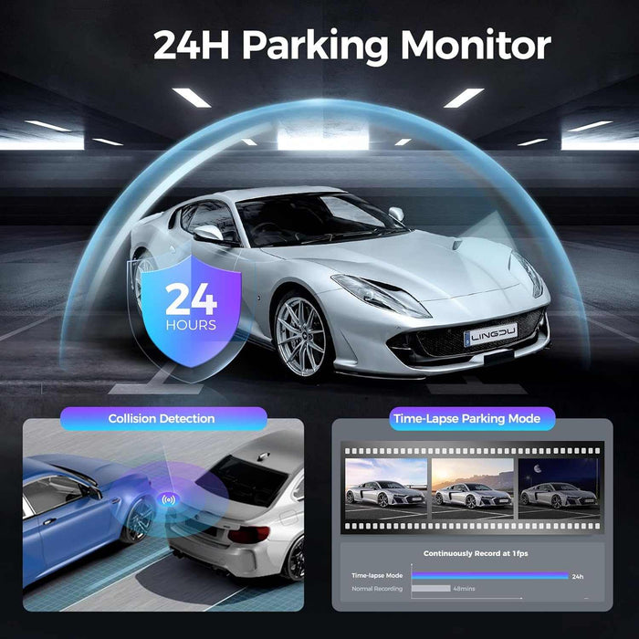 Lingdu D100 2.5K Front Dash Cam - Built-in WiFi GPS Night Vision