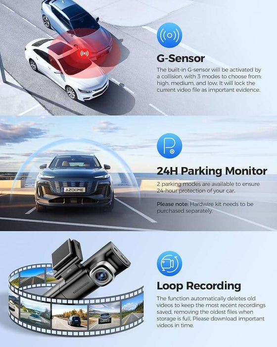 AZDOME M590 3-Channel Dash Cam WiFi GPS 4K Front + 1080P Rear + 1080P Interior