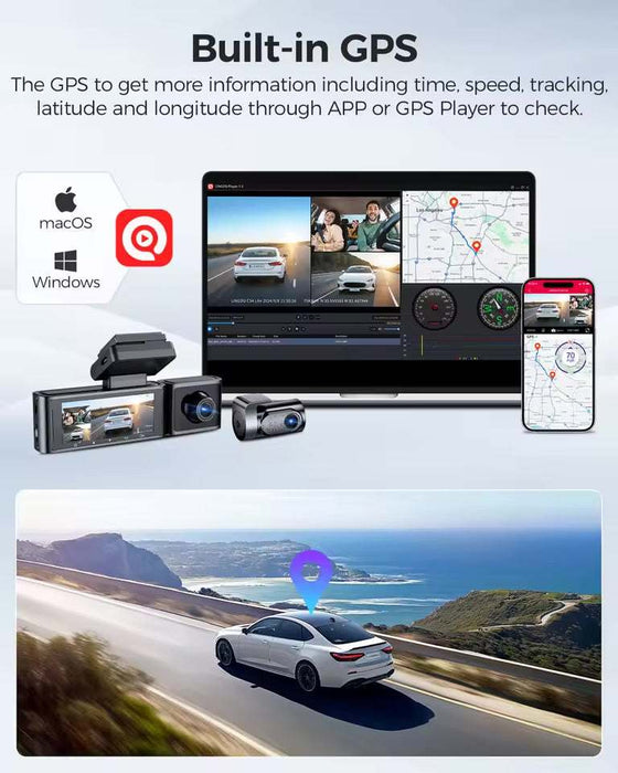 Lingdu C34 4K 3 channel Dash cam builtin wifi GPS