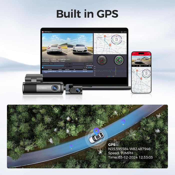 Lingdu LD06 5K Front and Rear Dash Cam - Dual Lens WiFi GPS Parking Mode