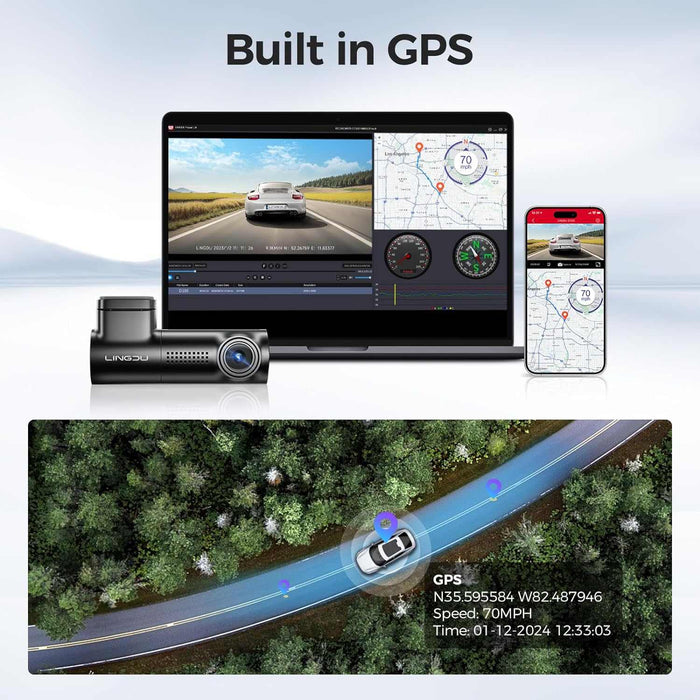 Lingdu D100 2.5K Front Dash Cam - Built-in WiFi GPS Night Vision