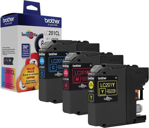 Brother LC201 Colour Ink Cartridges, 3 Pack