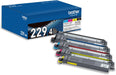 Brother TN229 Standard Yield Toner Cartridges - Black/Cyan/Magenta/Yellow - 4 Pack