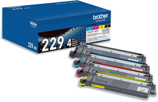 Brother TN229 Standard Yield Toner Cartridges - Black/Cyan/Magenta/Yellow - 4 Pack