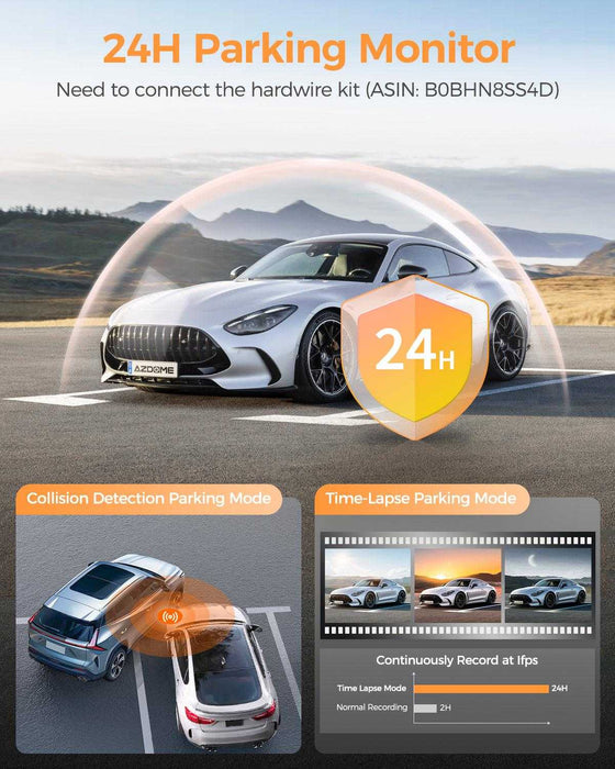 AZDOME M17 Pro dual dash cam Time Lapse Front and Rear 1080p Dual Lens Car Dashboard Camera App Control Car Camera