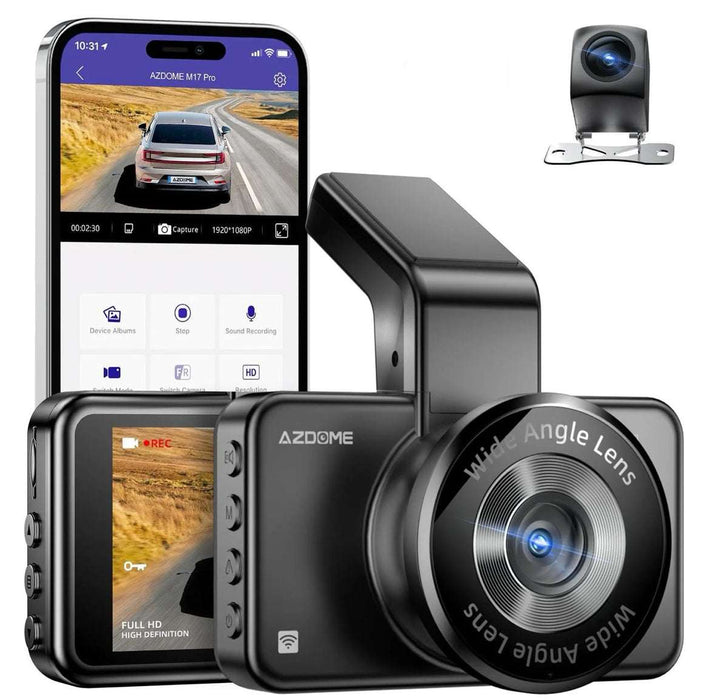 AZDOME M17 Pro dual dash cam Time Lapse Front and Rear 1080p Dual Lens Car Dashboard Camera App Control Car Camera