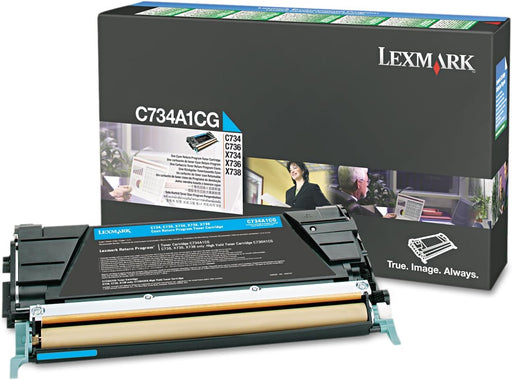 Lexmark C734A1CG Cyan Standard Yield Return Program Toner Cartridge