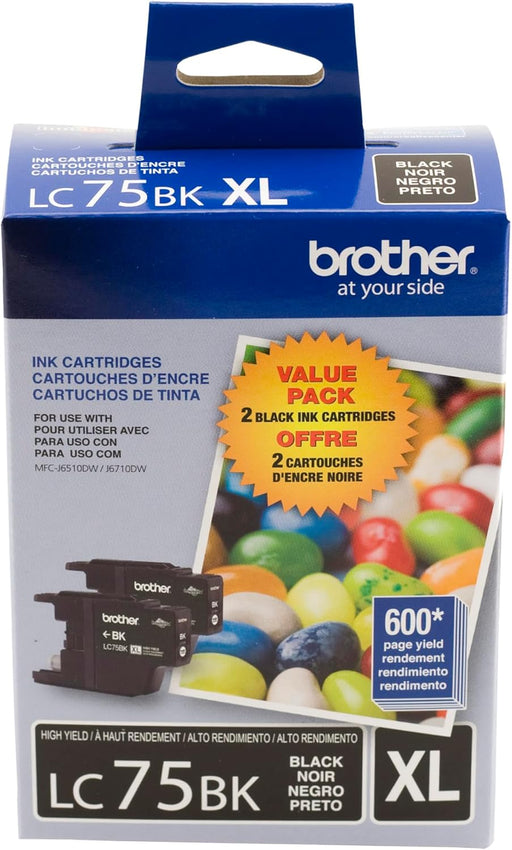 Brother LC75 Innobella High-Yield Black Ink Cartridges, 2 Pack