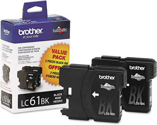 Brother LC61 Innobella Black Ink Cartridges, 2 Pack