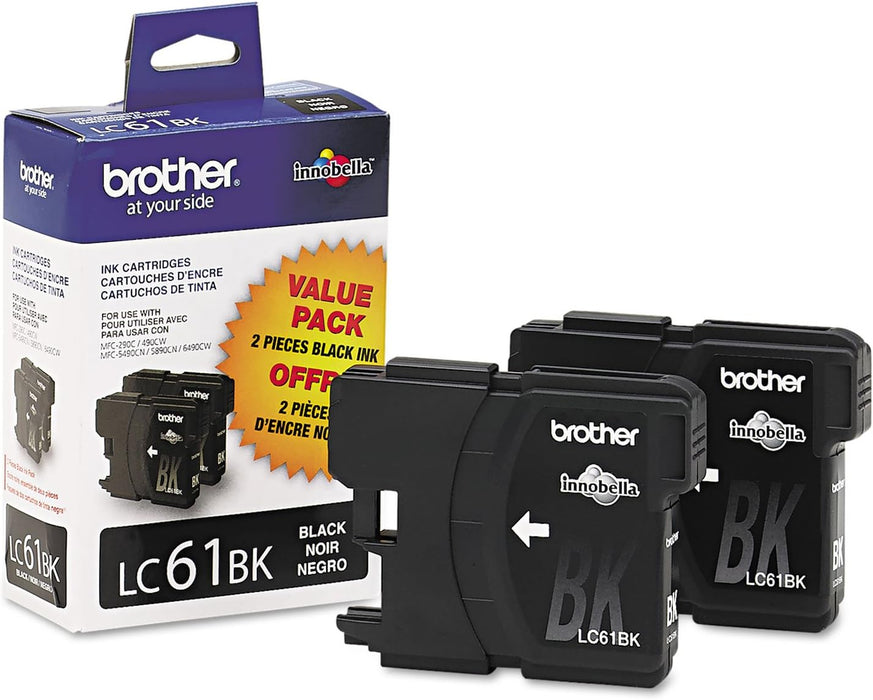 Brother LC61 Innobella Black Ink Cartridges, 2 Pack