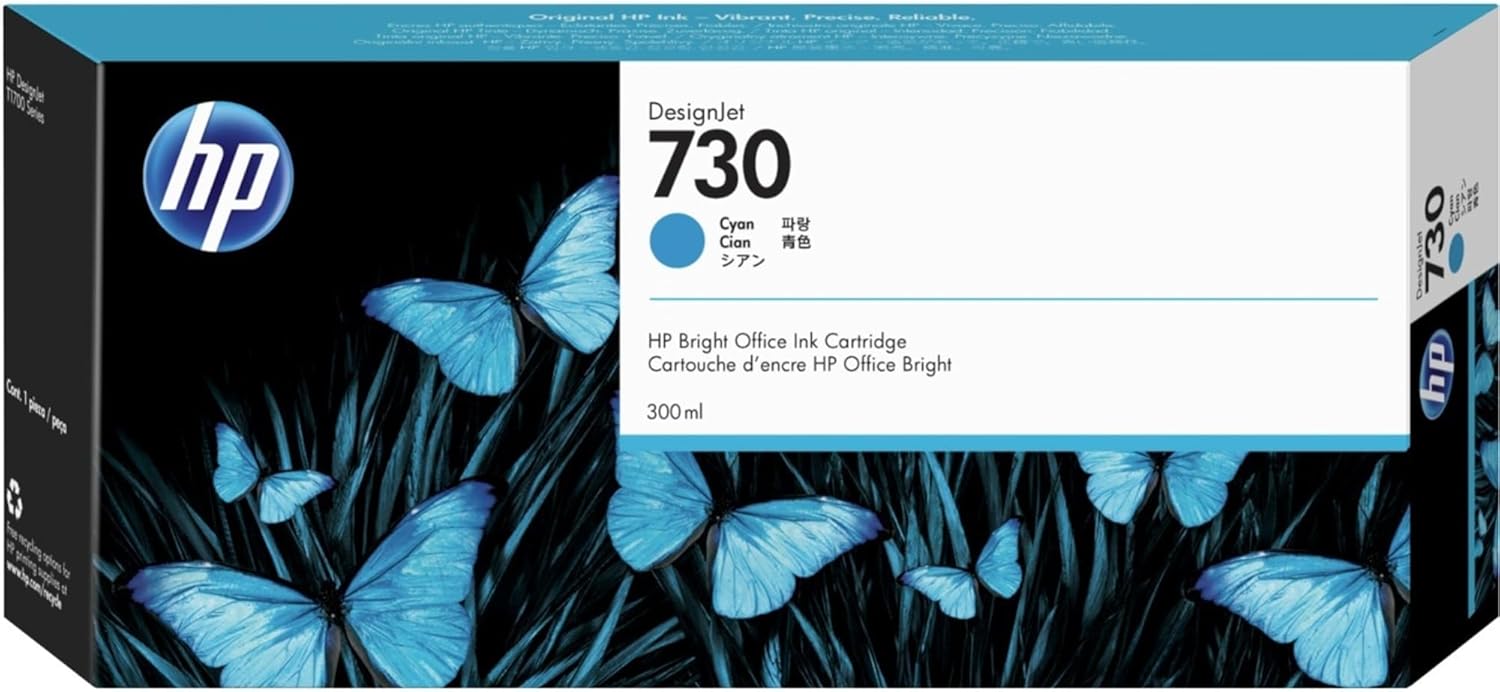 HP 730 (P2V68A) 300mL Cyan Original Ink Cartridge