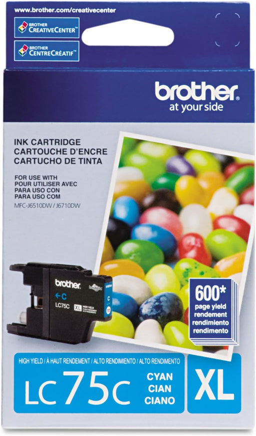 Brother LC75 Cyan Ink Cartridge, High Yield (LC75CS)