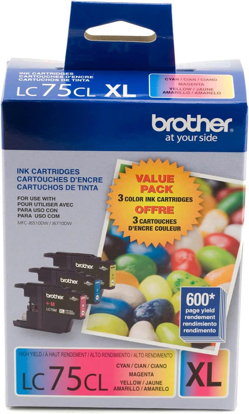 Brother LC75 Innobella High-Yield Colour Ink Cartridges, 3 Pack