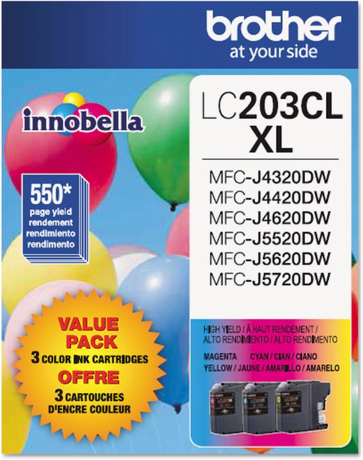 Brother LC203 Innobella High-Yield Colour Ink Cartridges, 3 Pack