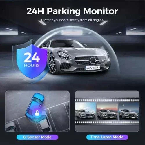 Lingdu D600 4K Front and Rear Dash Cam - 5.8GHz WiFi GPS 64GB SD Card