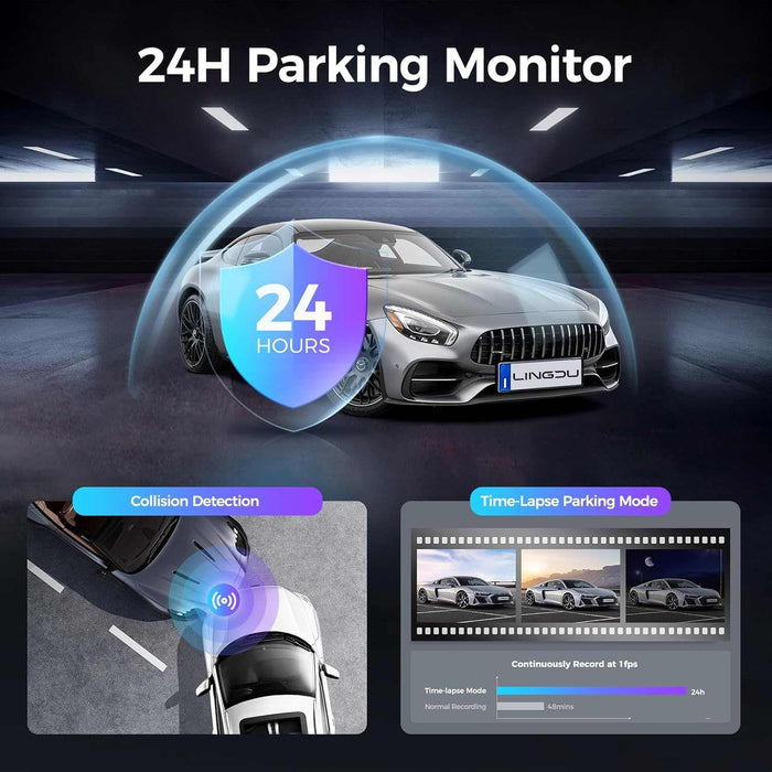 Lingdu LD06 5K Front and Rear Dash Cam - Dual Lens WiFi GPS Parking Mode
