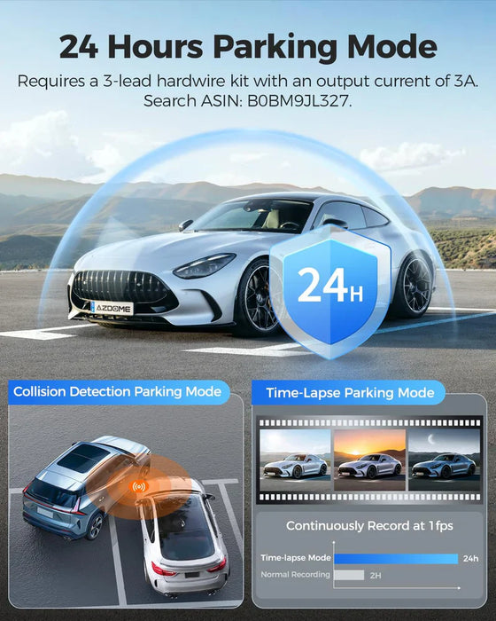 AZDOME PG17 Max 12" Mirror Dash Cam GPS WiFi6 4K+2.5k Front & Rear 64GBCARD FREE