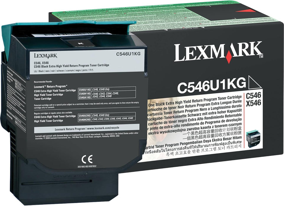 Lexmark C546, X546 Black Extra High Yield Return Program Toner Cartridge