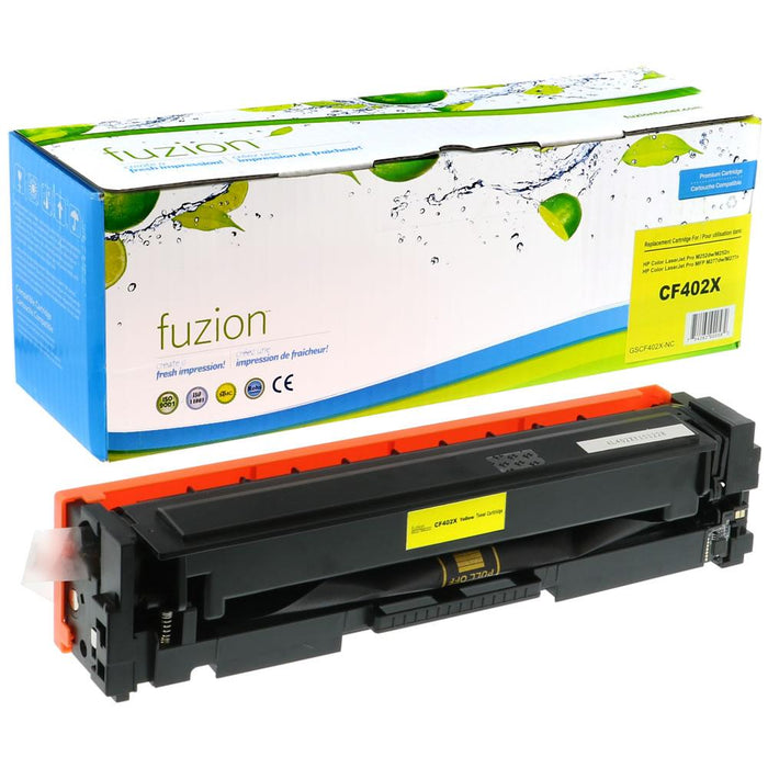 Yellow cartridge included in Fuzion High Yield 201X CMYK Toner Set for Colour LaserJet Pro M252n (4-Pack)