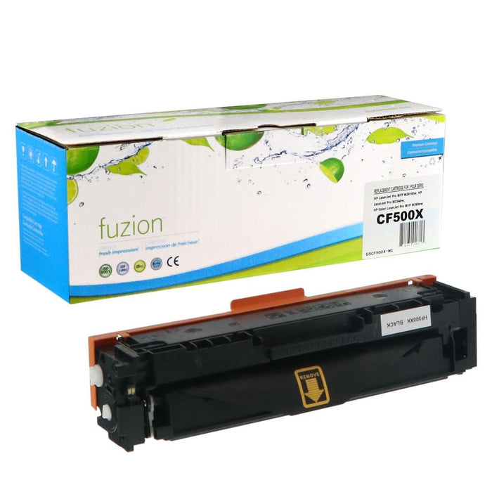 Black cartridge included in Fuzion High Yield 202X CMYK Toner Set for Color LaserJet Pro M253 (4-Pack)