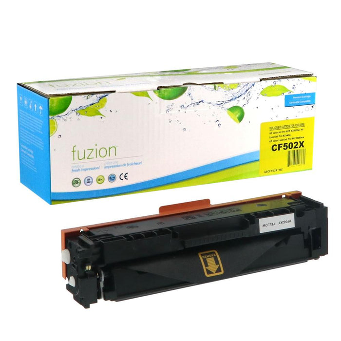 Yellow cartridge included in Fuzion High Yield 202X CMYK Toner Set for Color LaserJet Pro M253 (4-Pack)