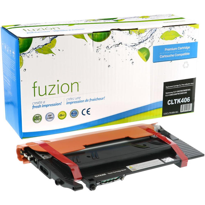 Black cartridge included in Fuzion CLTK406S CMYK Toner Set for Samsung CLP360 (4-Pack)