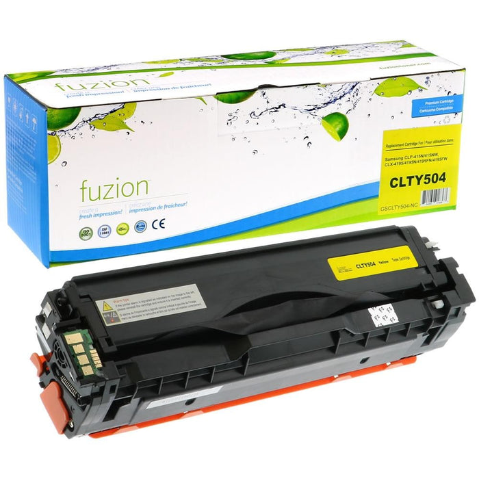 Yellow cartridge included in Fuzion CLTK504S CMYK Toner Set for Samsung CLP415N (4-Pack)