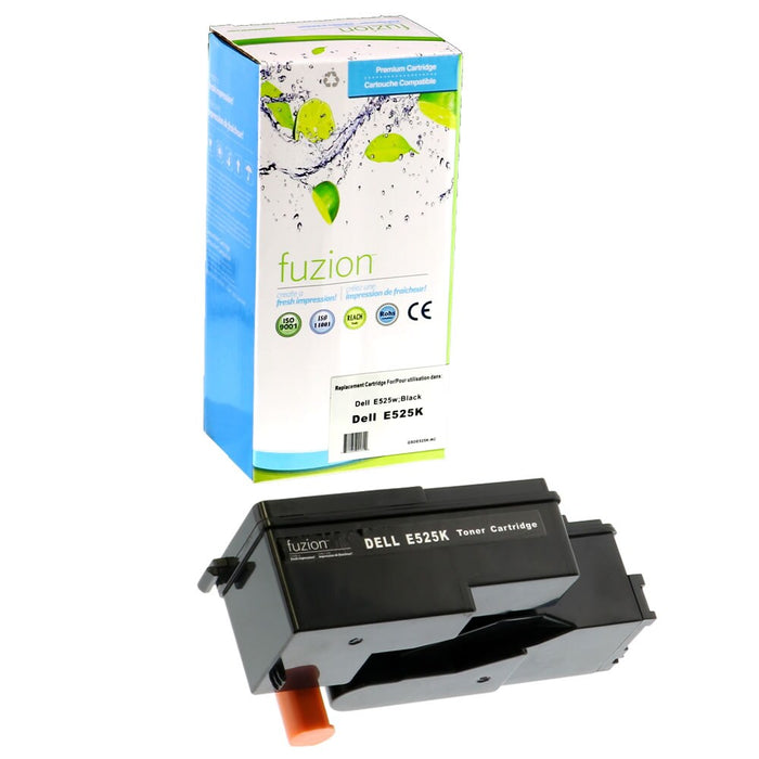Black cartridge included in Fuzion 593-BBJX CMYK Toner Set for Dell E525W (4-Pack)