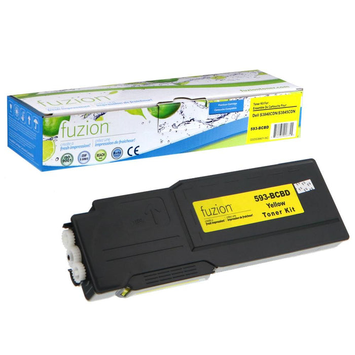 Yellow cartridge included in Fuzion 593-BCB CMYK Toner Set for Dell S3840CDN (4-Pack)