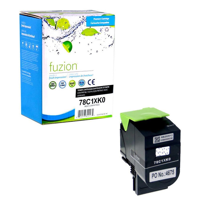 Black cartridge included in Fuzion 78C1XK0 CMYK Toner Set for CS421dn (4-Pack)