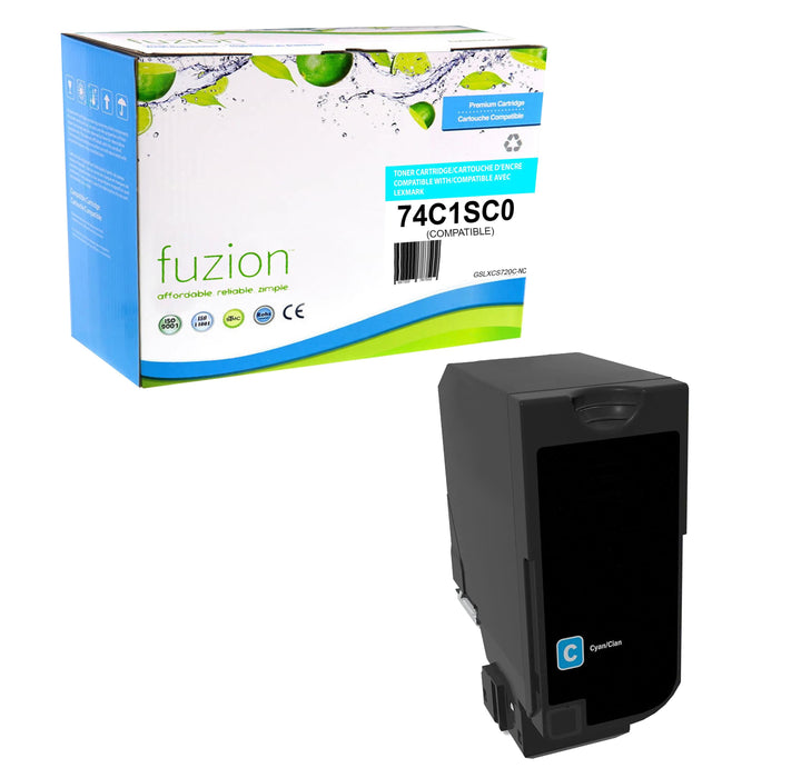 Cyan cartridge included in Fuzion 74C1SK0 CMYK Toner Set for CS720de (4-Pack)