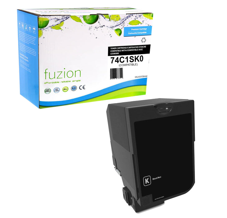 Black cartridge included in Fuzion 74C1SK0 CMYK Toner Set for CS720de (4-Pack)