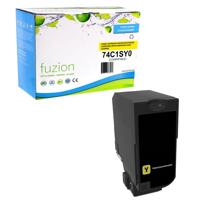 Yellow cartridge included in Fuzion 74C1SK0 CMYK Toner Set for CS720de (4-Pack)